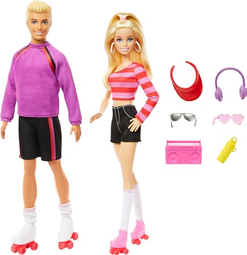 Barbie Fashionistas Set with 2 Fashion Dolls & 6 Accessories, Ken Roller-Skating Fashion Dolls, 65th Anniversary Collectible : Toys & Games