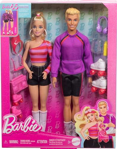 Barbie Fashionistas Set with 2 Fashion Dolls & 6 Accessories, Ken Roller-Skating Fashion Dolls, 65th Anniversary Collectible : Toys & Games