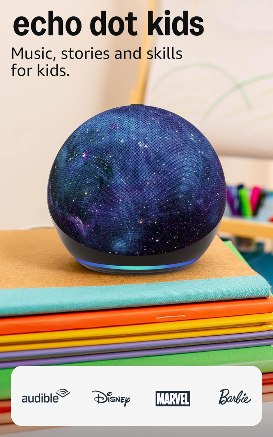 Amazon Echo Dot Kids (newest model) - Designed for kids, with Alexa+ Early Access, parental controls, Includes 1 Year of Amazon Kids+, Stardust